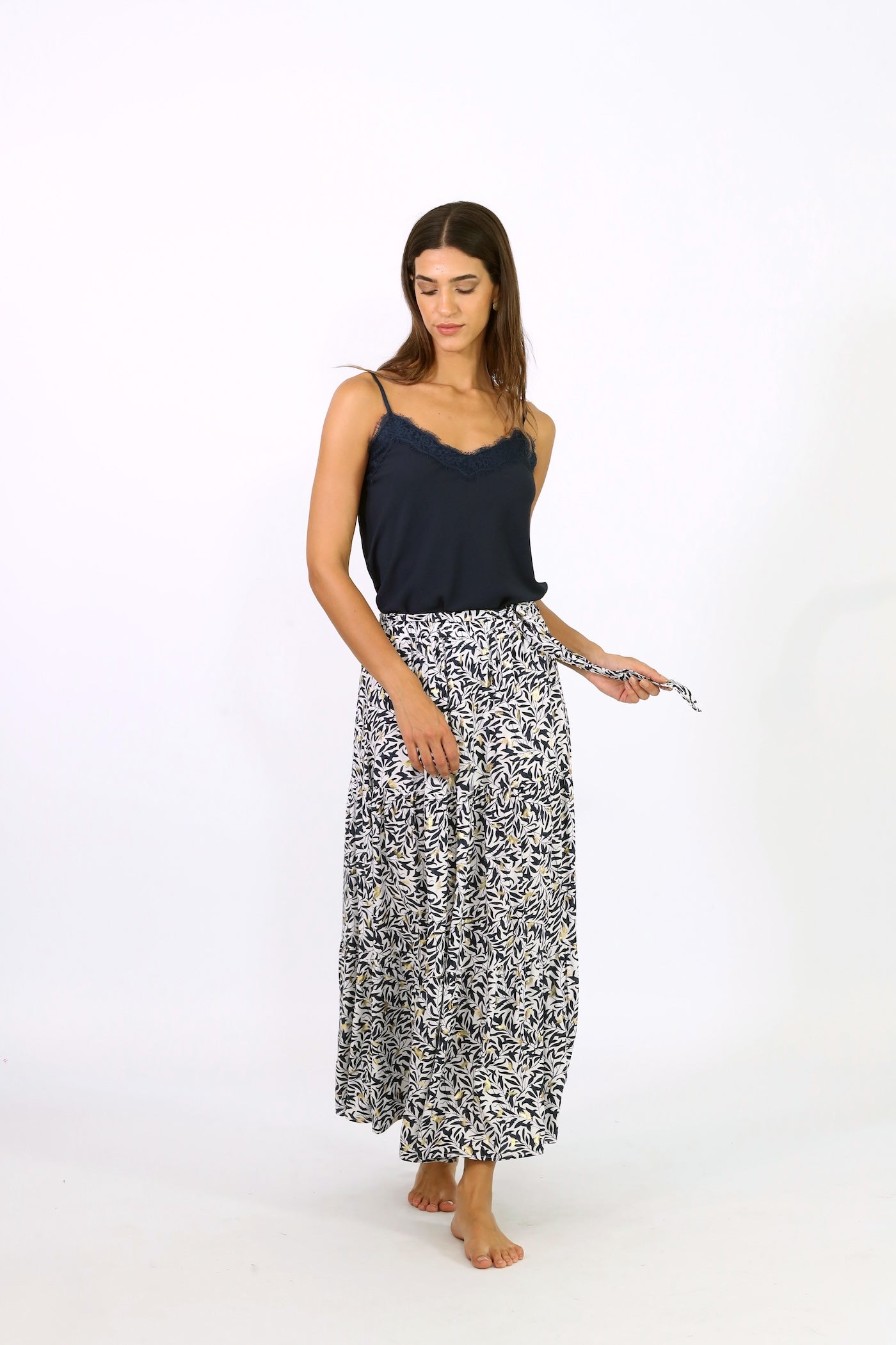 Solana Maxi Skirt - White With Gold