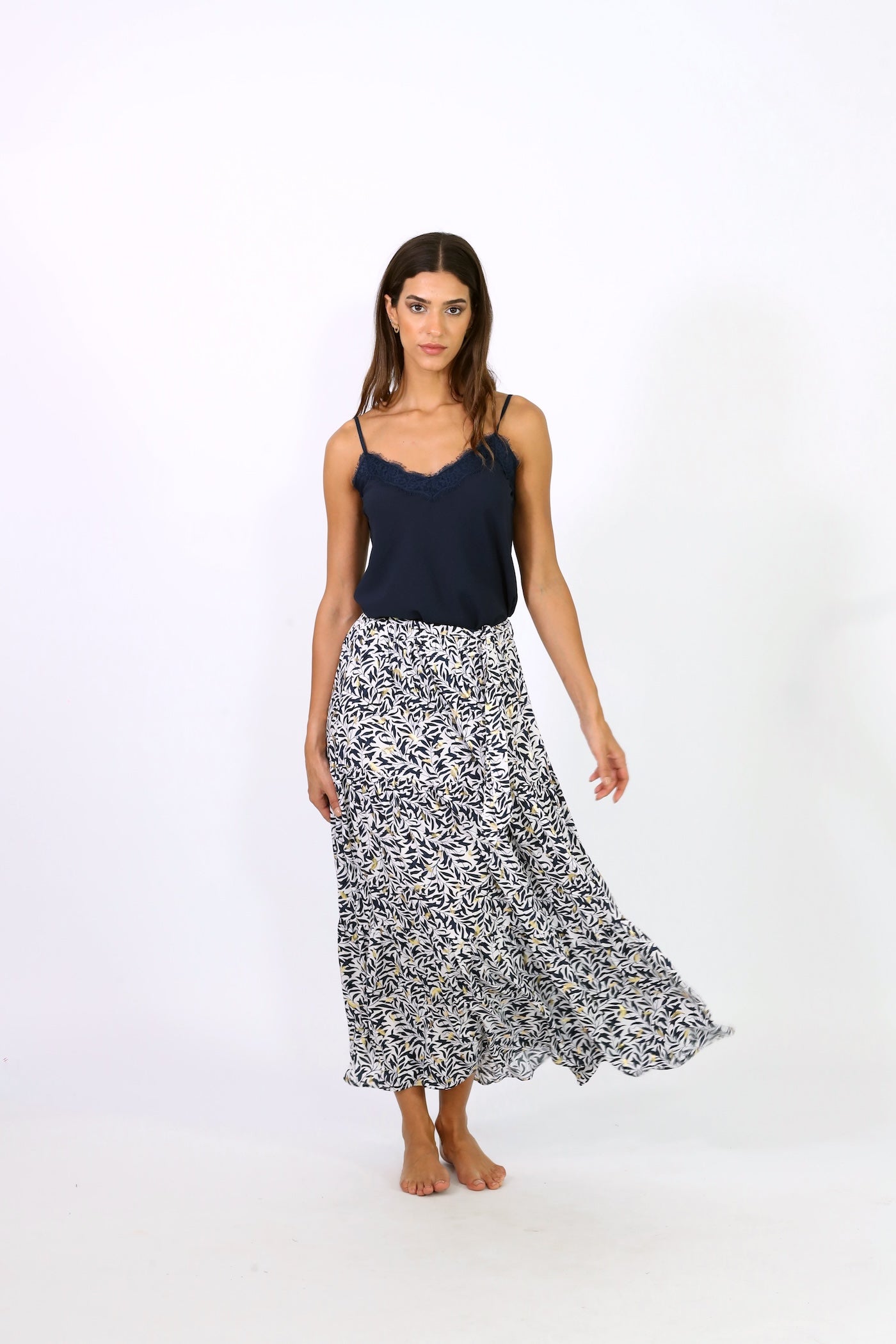 Solana Maxi Skirt - White With Gold