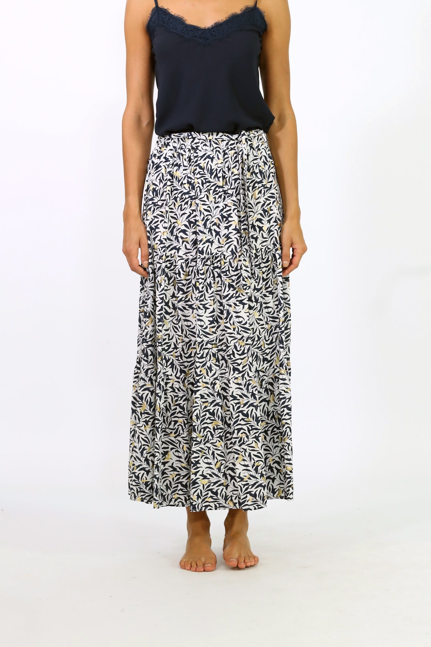 Solana Maxi Skirt - White With Gold