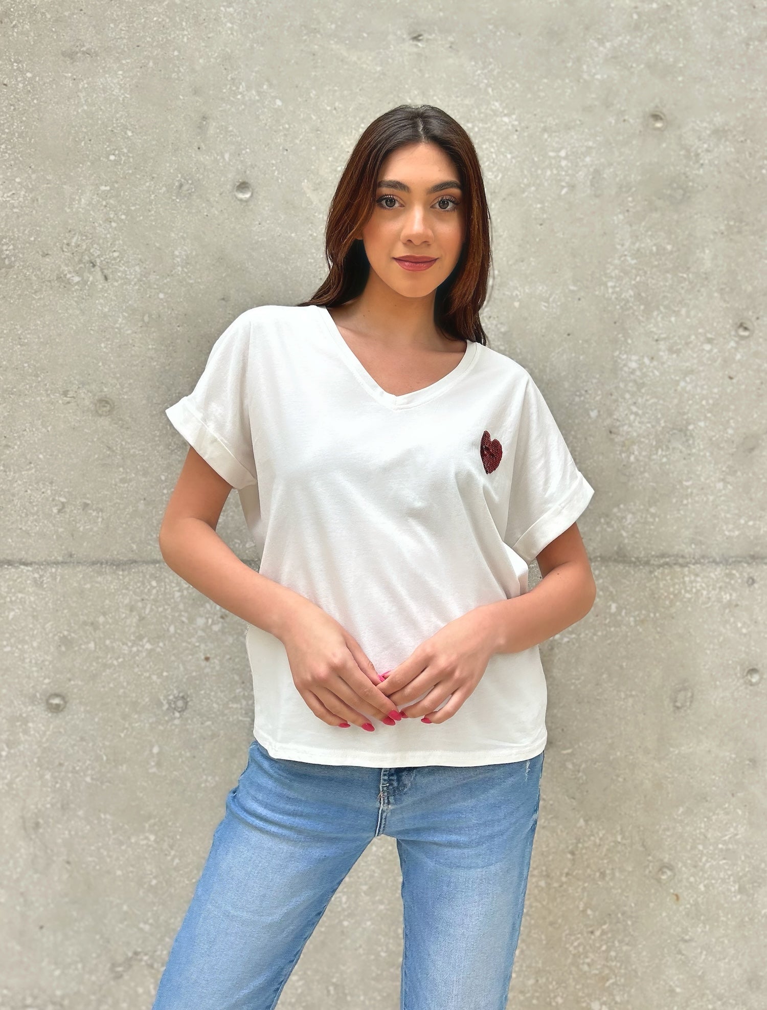 V-Neck Heart T-Shirt