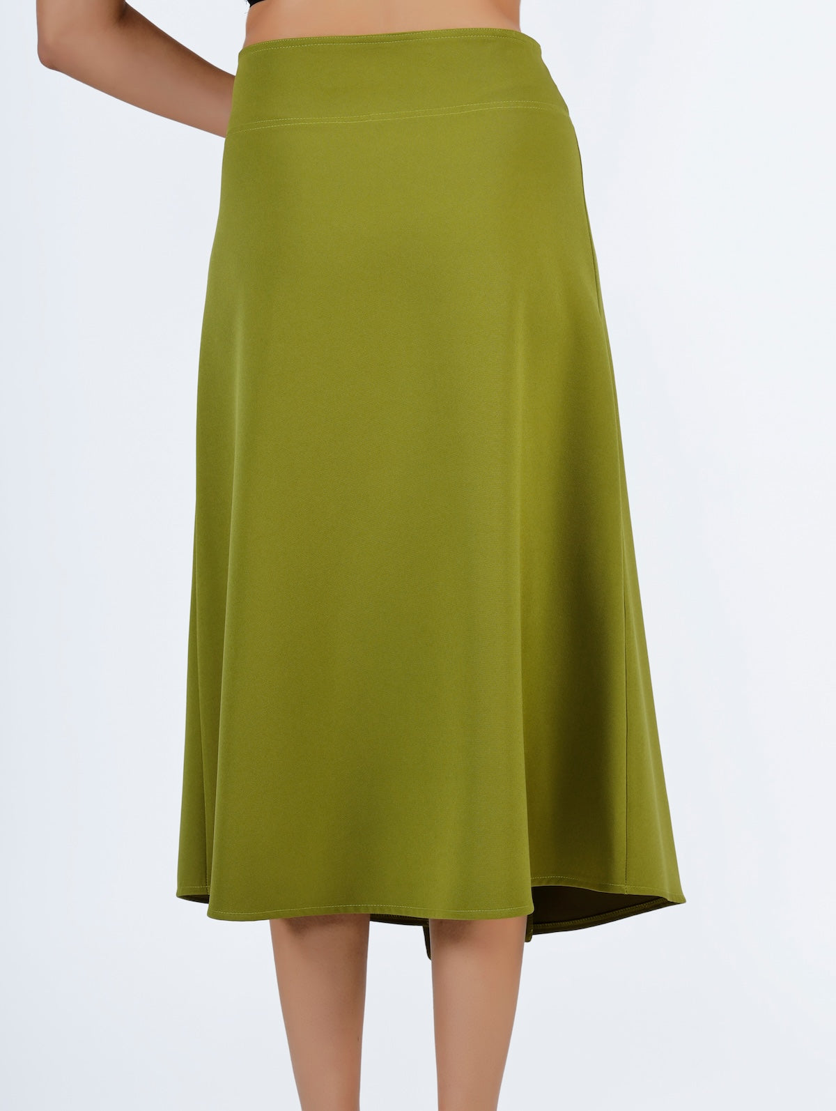 Asymmetric Wrap Midi Skirt Anise Green