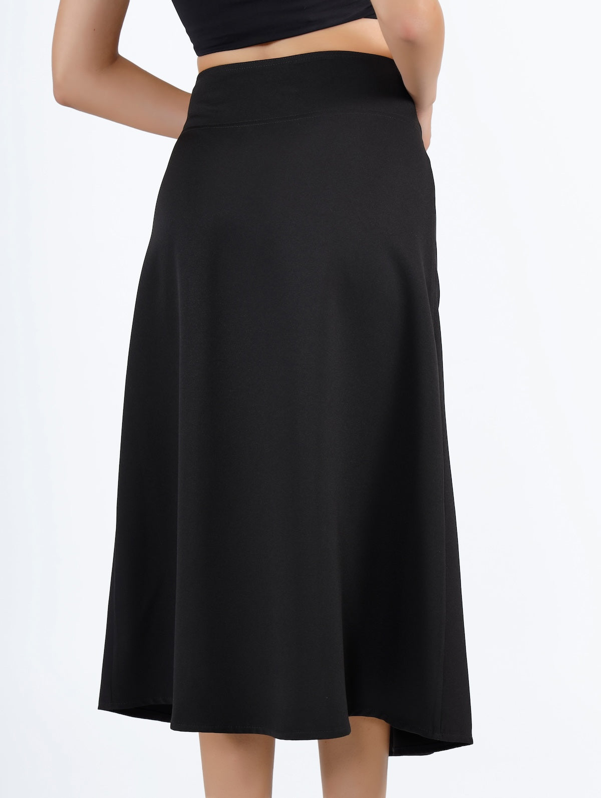 Asymmetric Wrap Midi Skirt Black