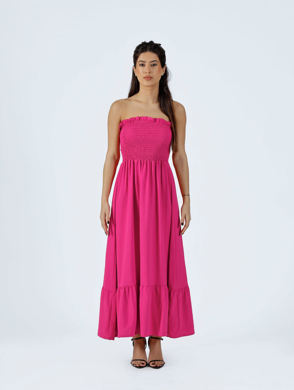 Jenny Midi Dress - Fuchsia