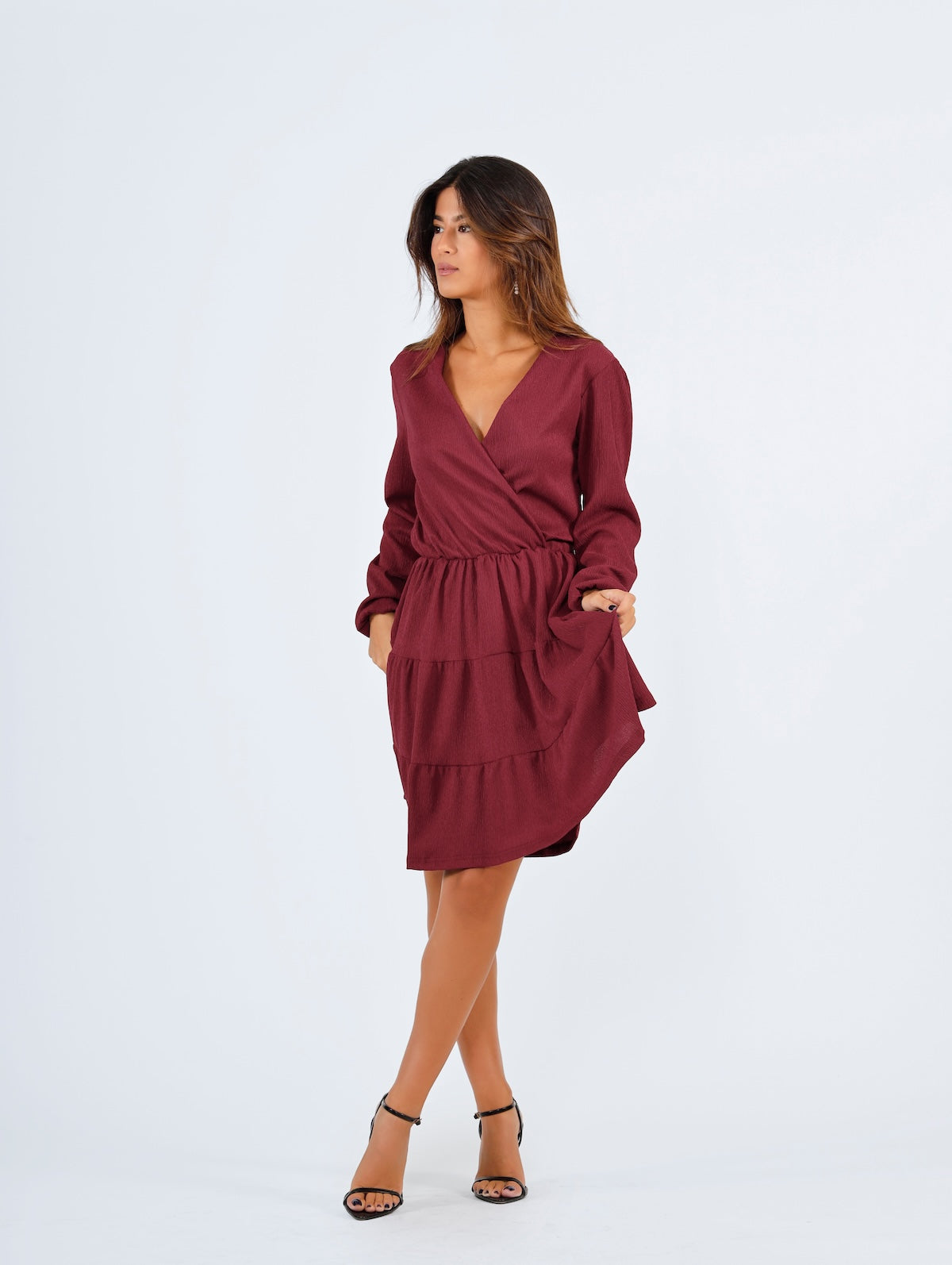 Klara Short Dress - Burgundy