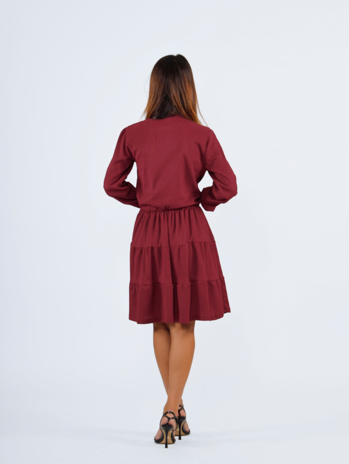 Klara Short Dress - Burgundy