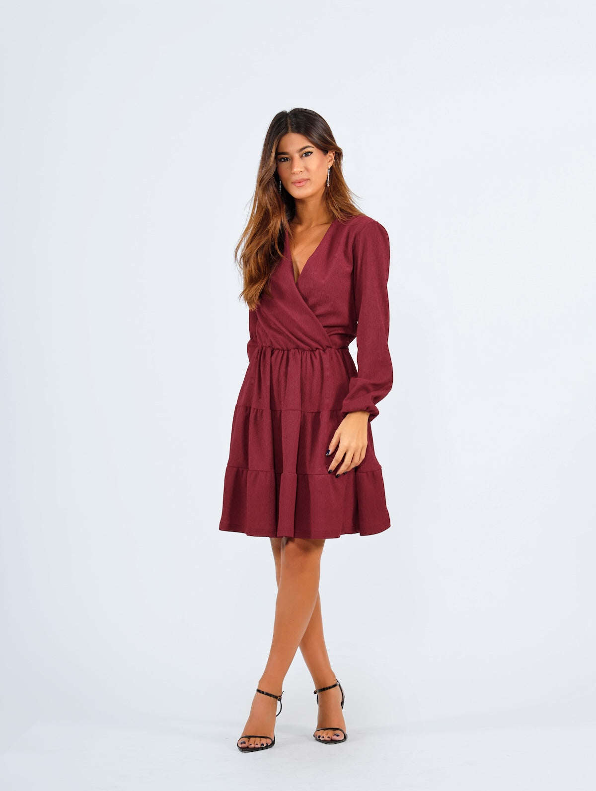 Klara Short Dress - Burgundy