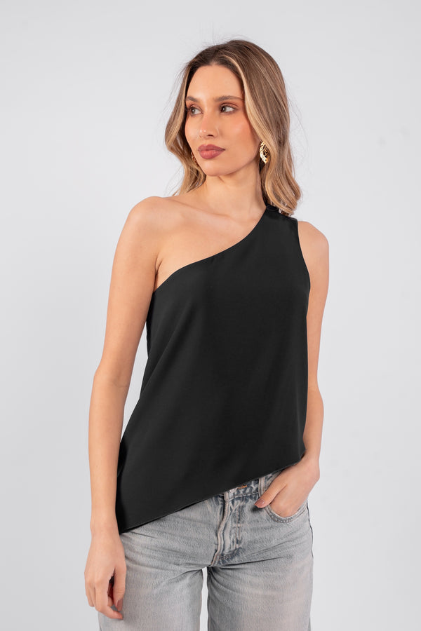 Asymmetric Top with Stripes - Black