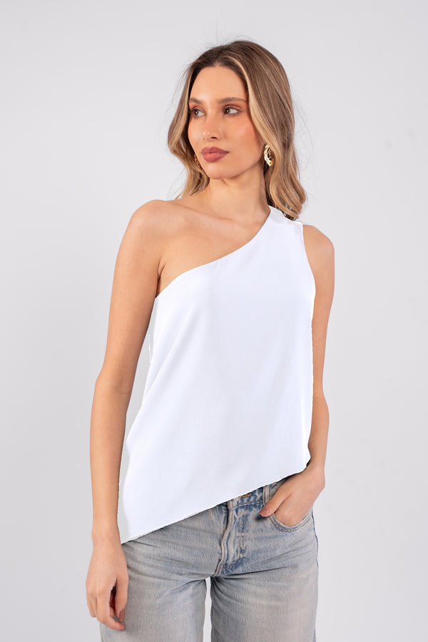 Asymmetric Top with Stripes - Off White