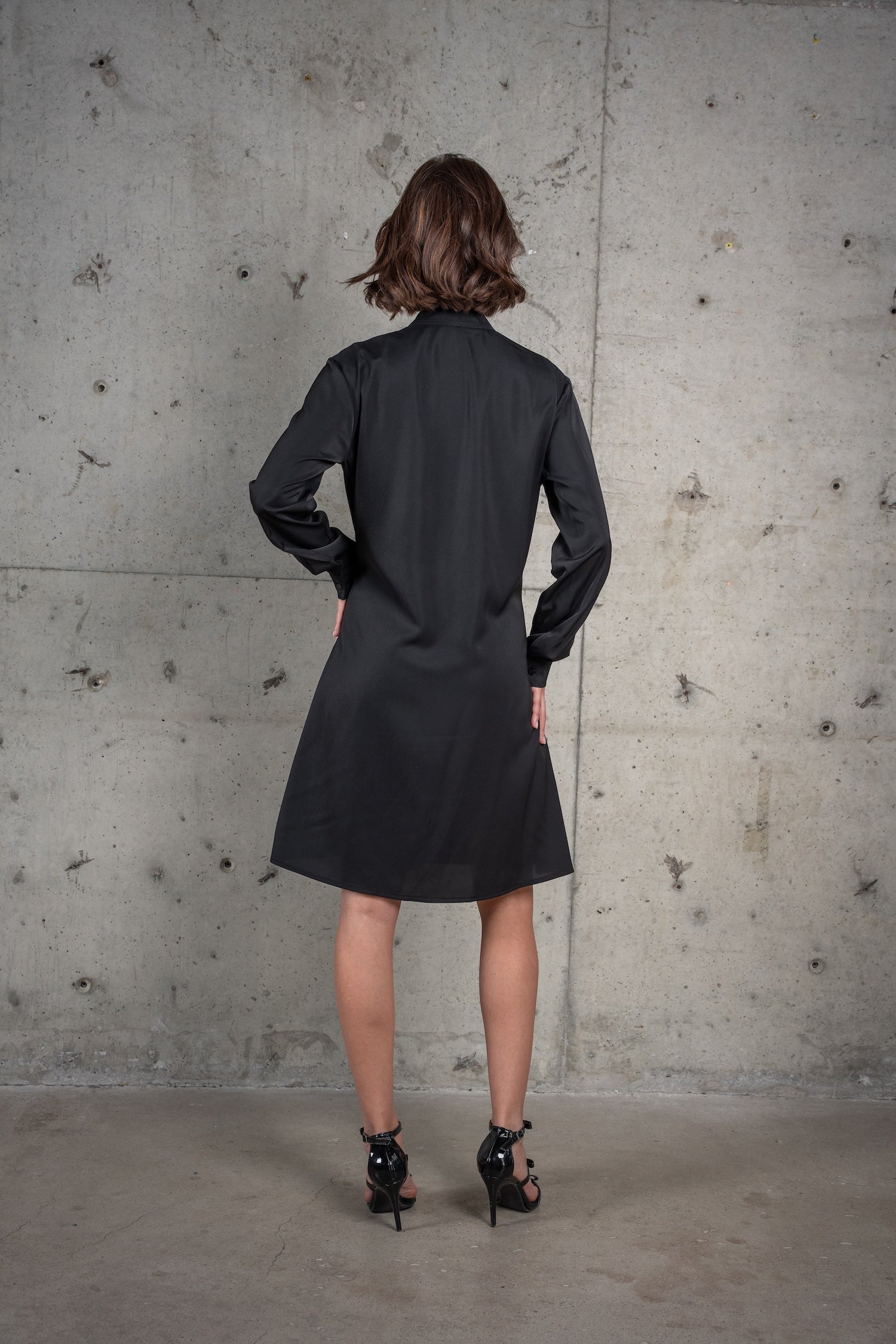 Franca Shirt Dress-Black