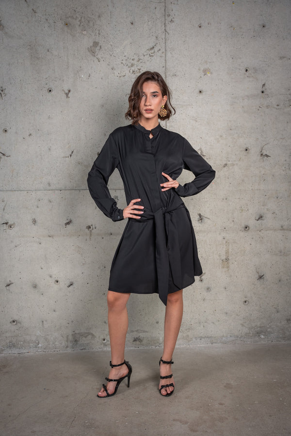 Franca Shirt Dress-Black