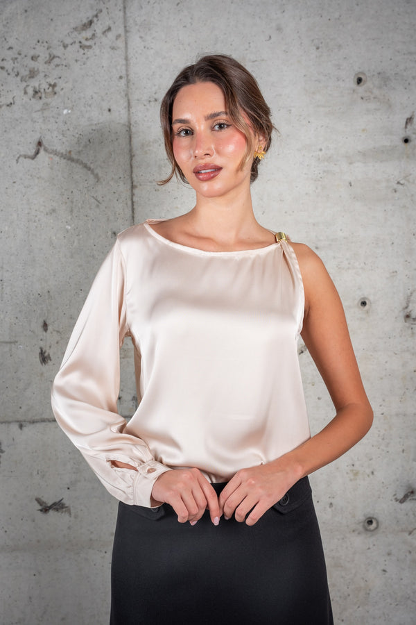 Nella One Sleeve Top-Sand