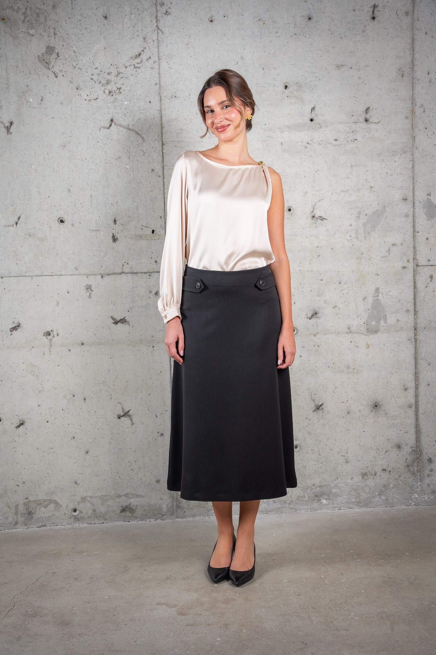 Nella One Sleeve Top-Sand