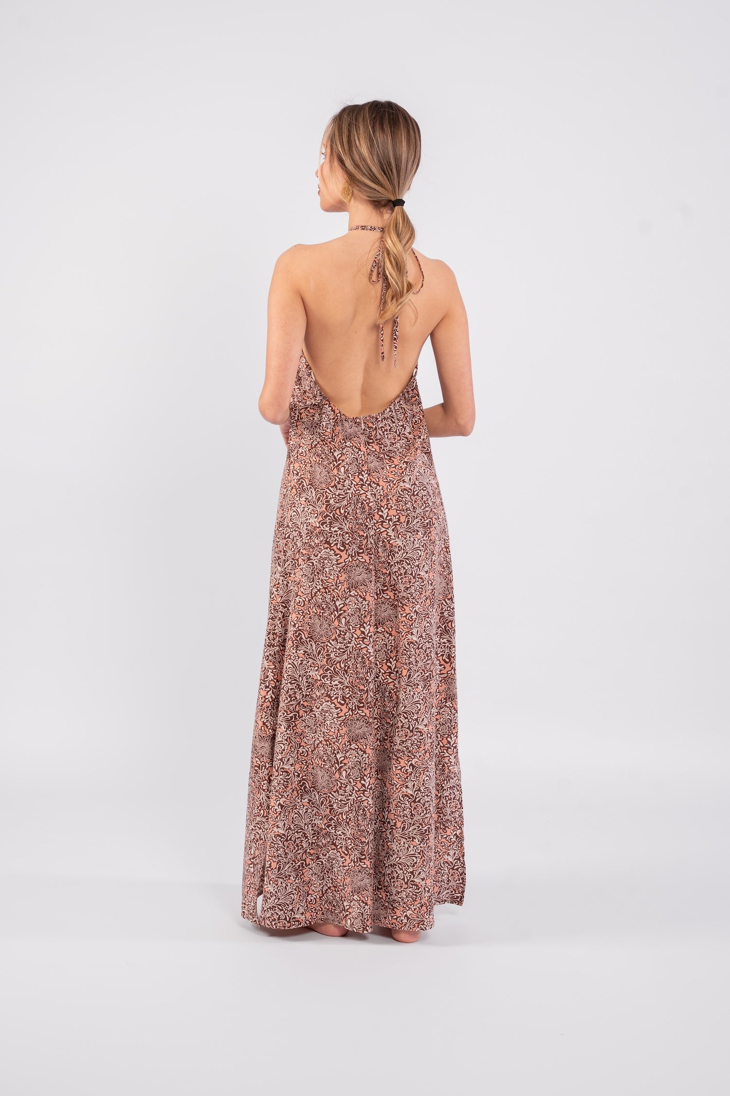 Nora Halter Neck Dress - Printed Pink