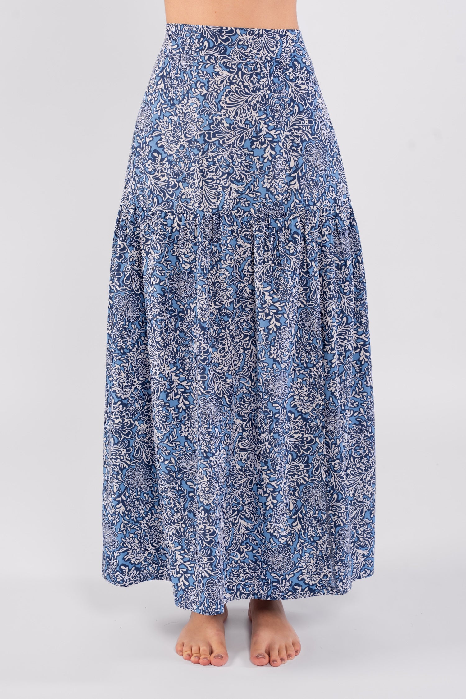 Printed Midi Skirt - Blue