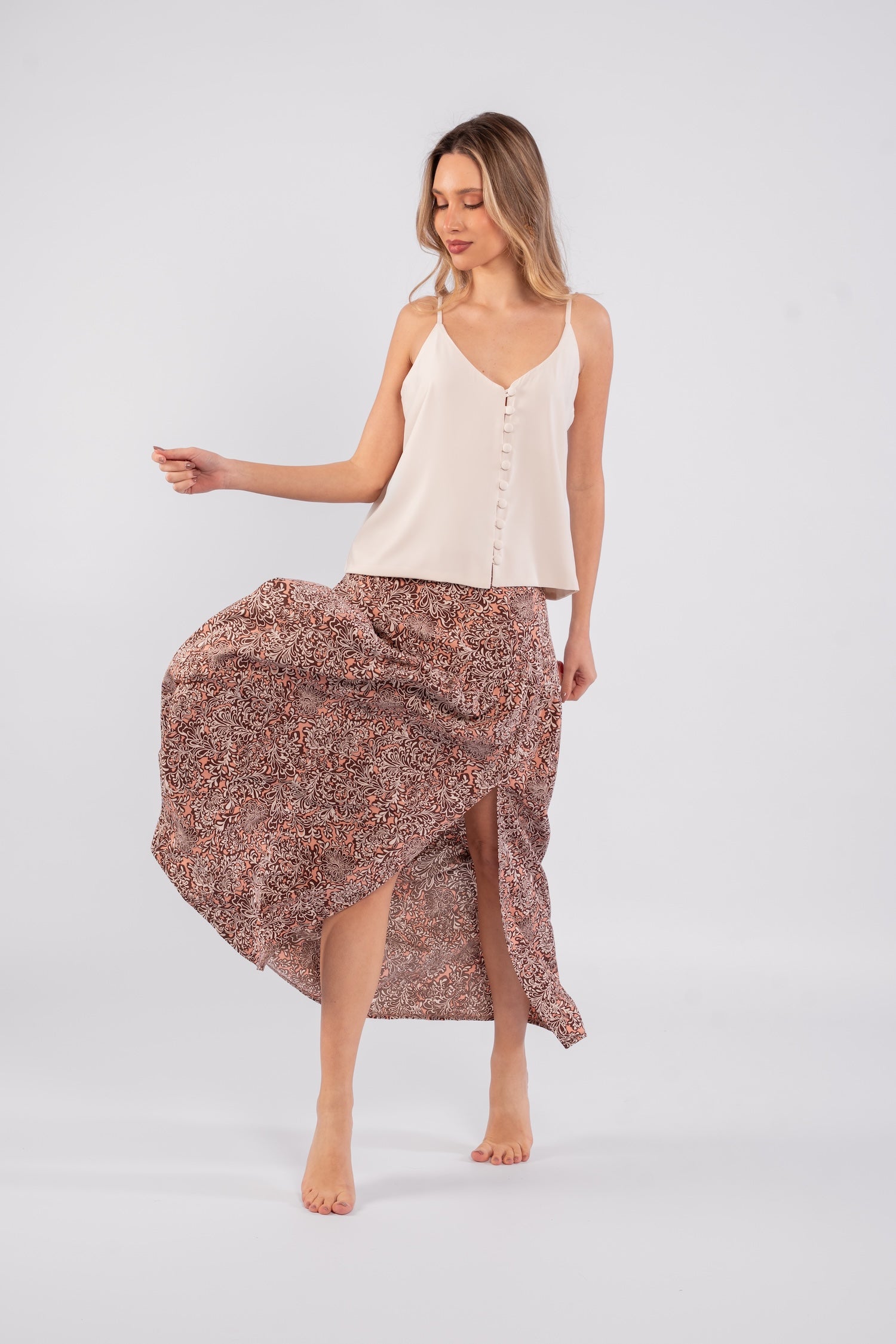 Printed Midi Skirt - Pink
