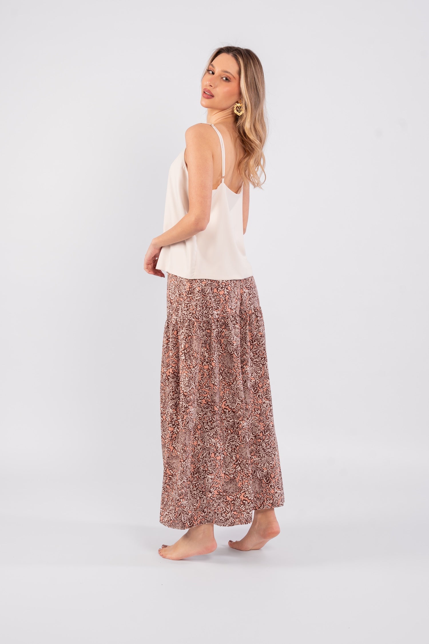 Printed Midi Skirt - Pink