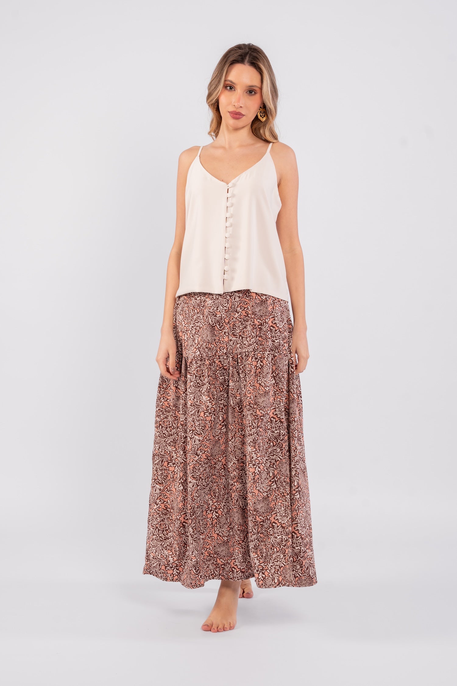 Printed Midi Skirt - Pink