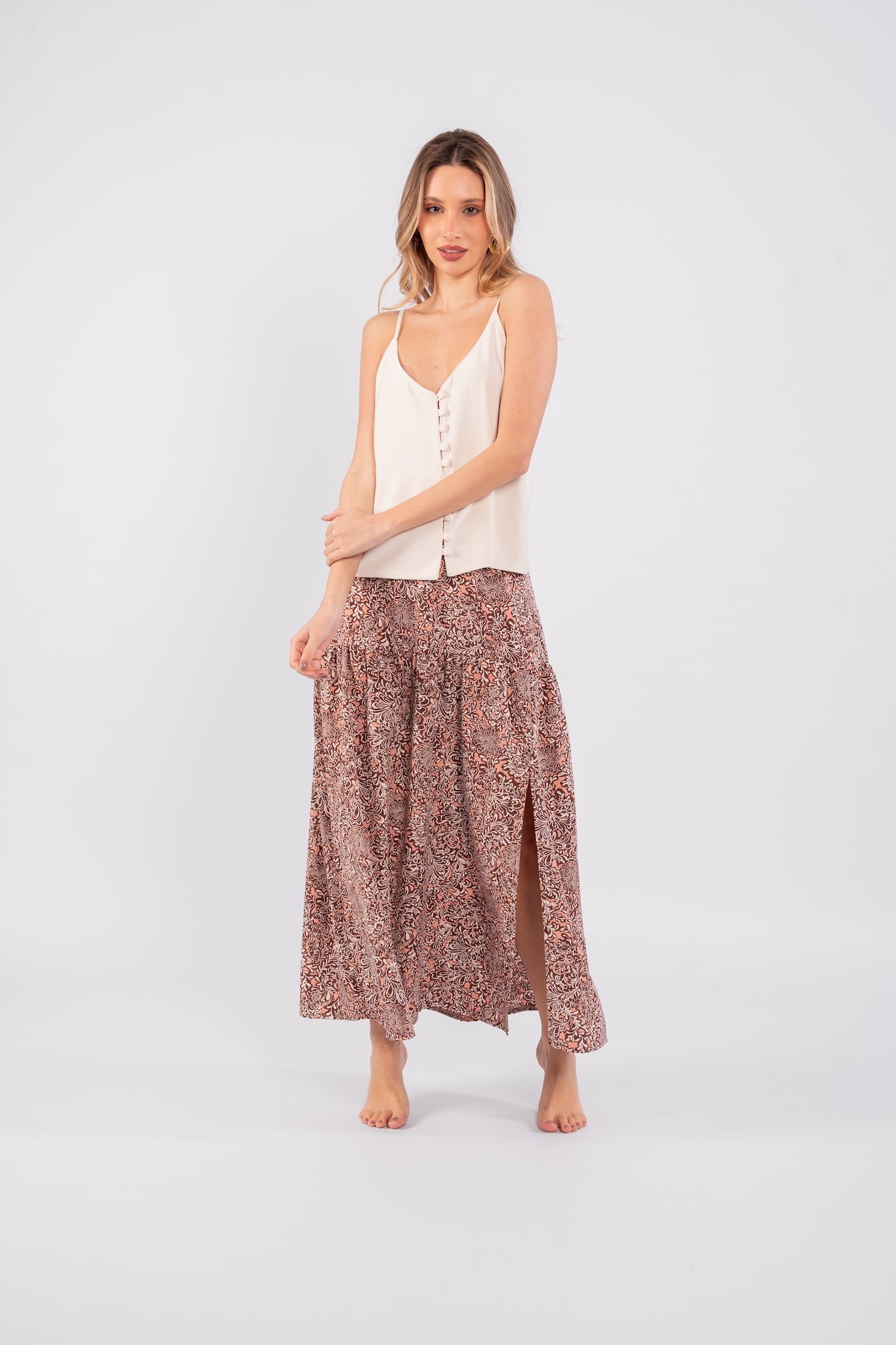 Printed Midi Skirt - Pink