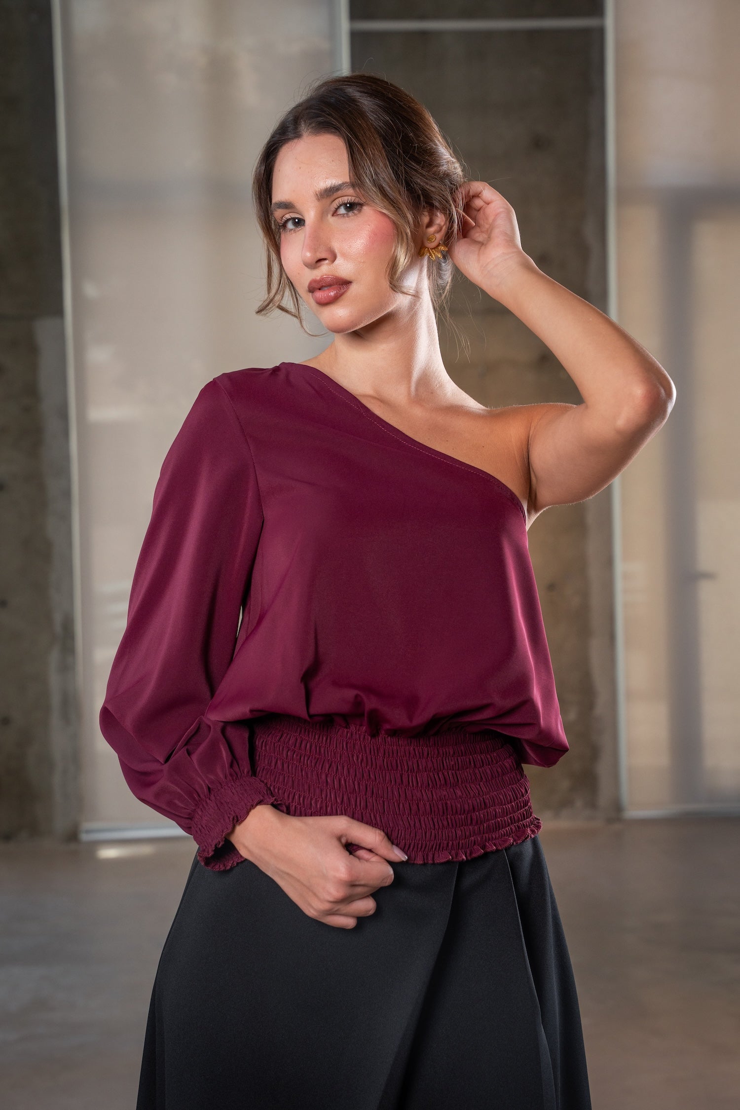 Reyna Asymmetric Top - Burgundy