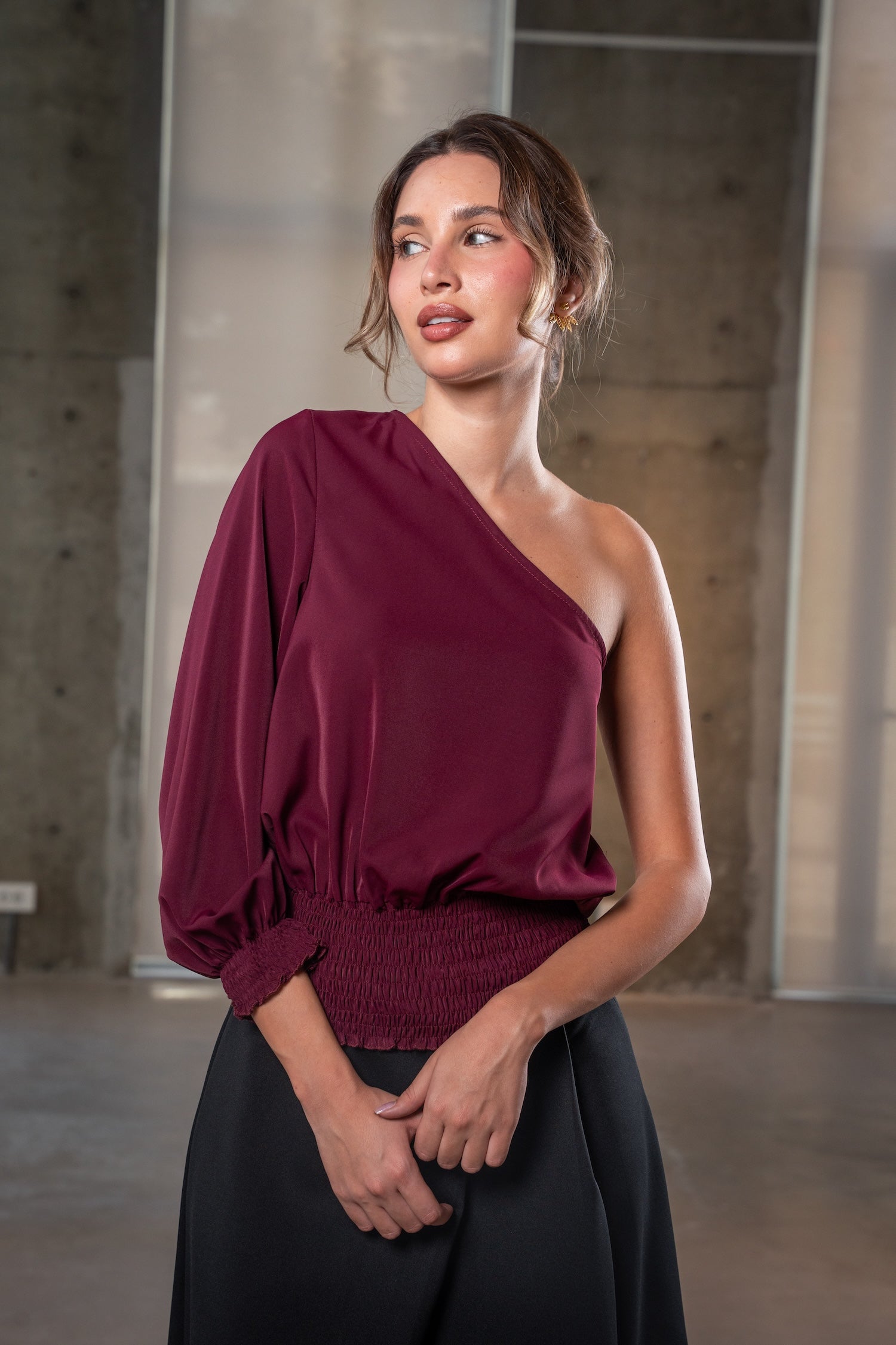 Reyna Asymmetric Top - Burgundy