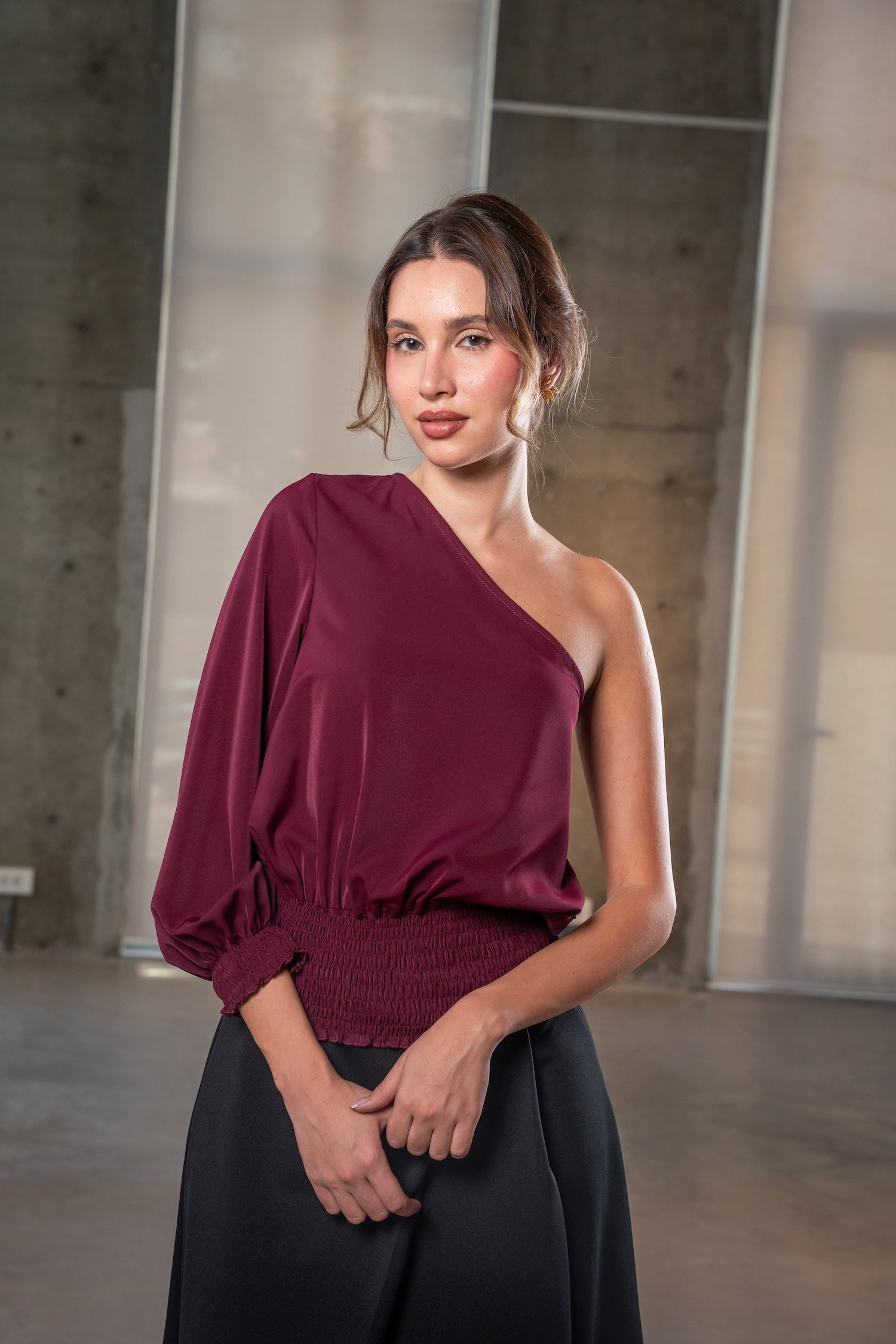 Reyna Asymmetric Top - Burgundy