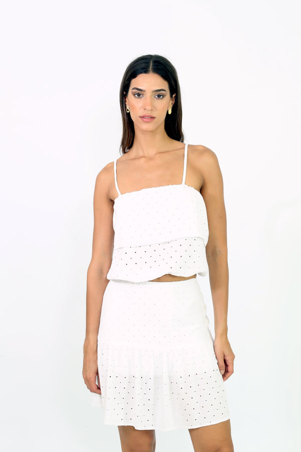 Roya Mini Skirt - White