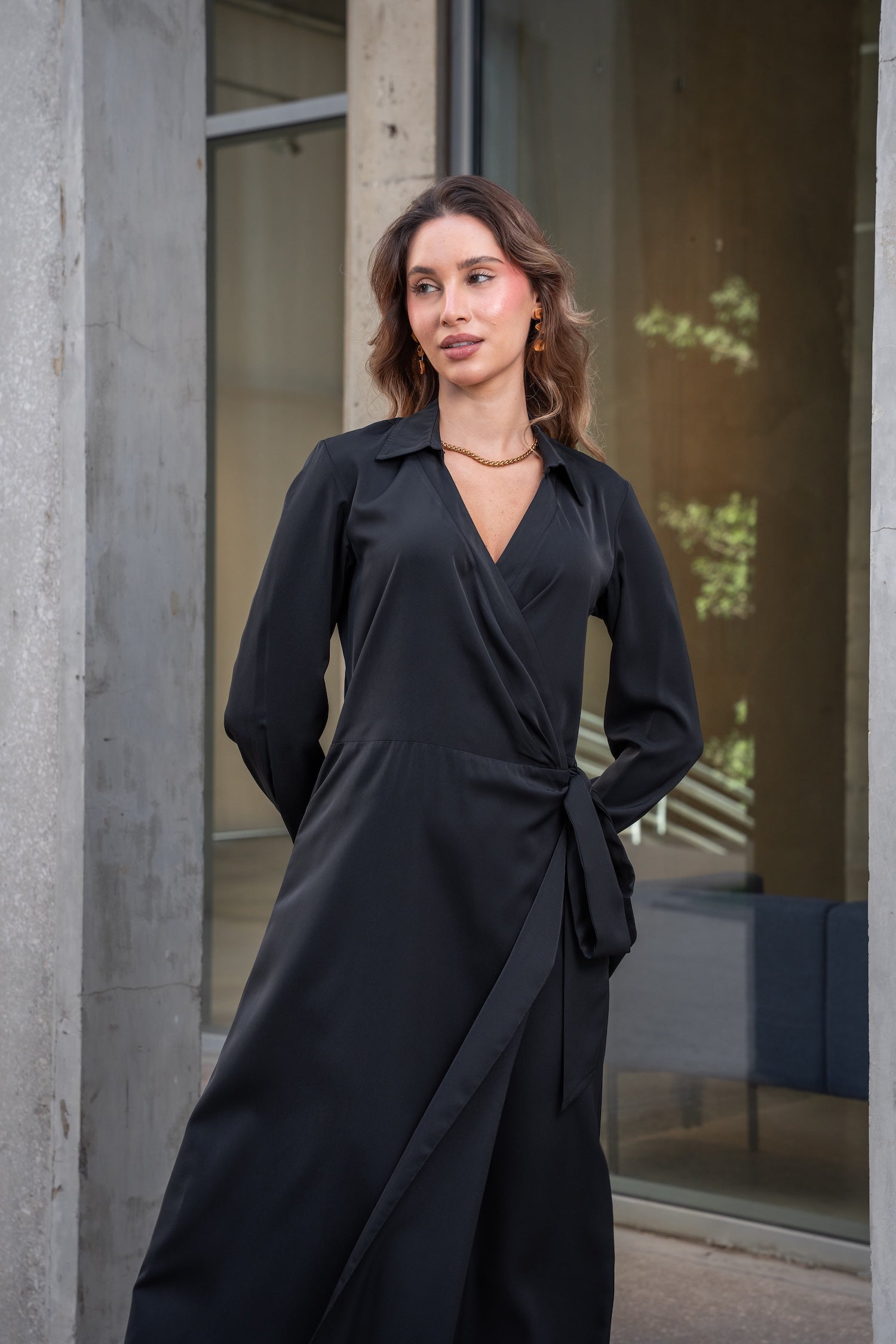 Solana Wrap Dress - Black
