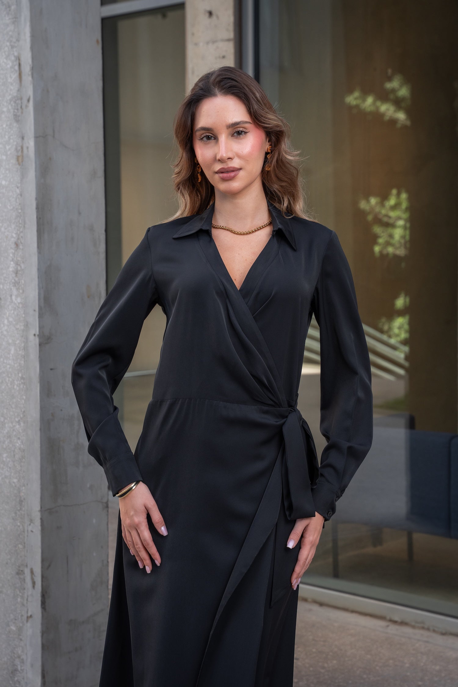 Solana Wrap Dress - Black