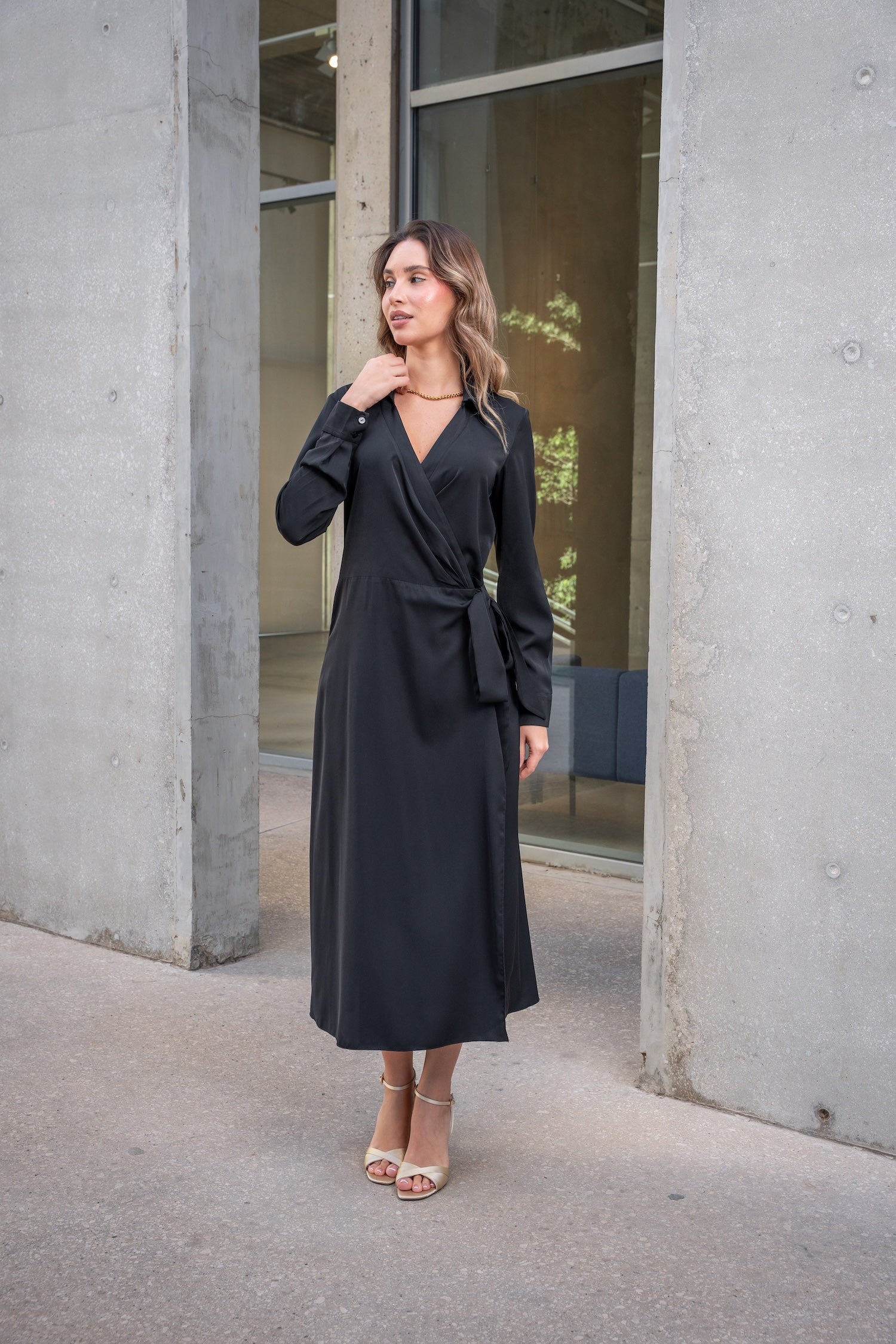 Solana Wrap Dress - Black