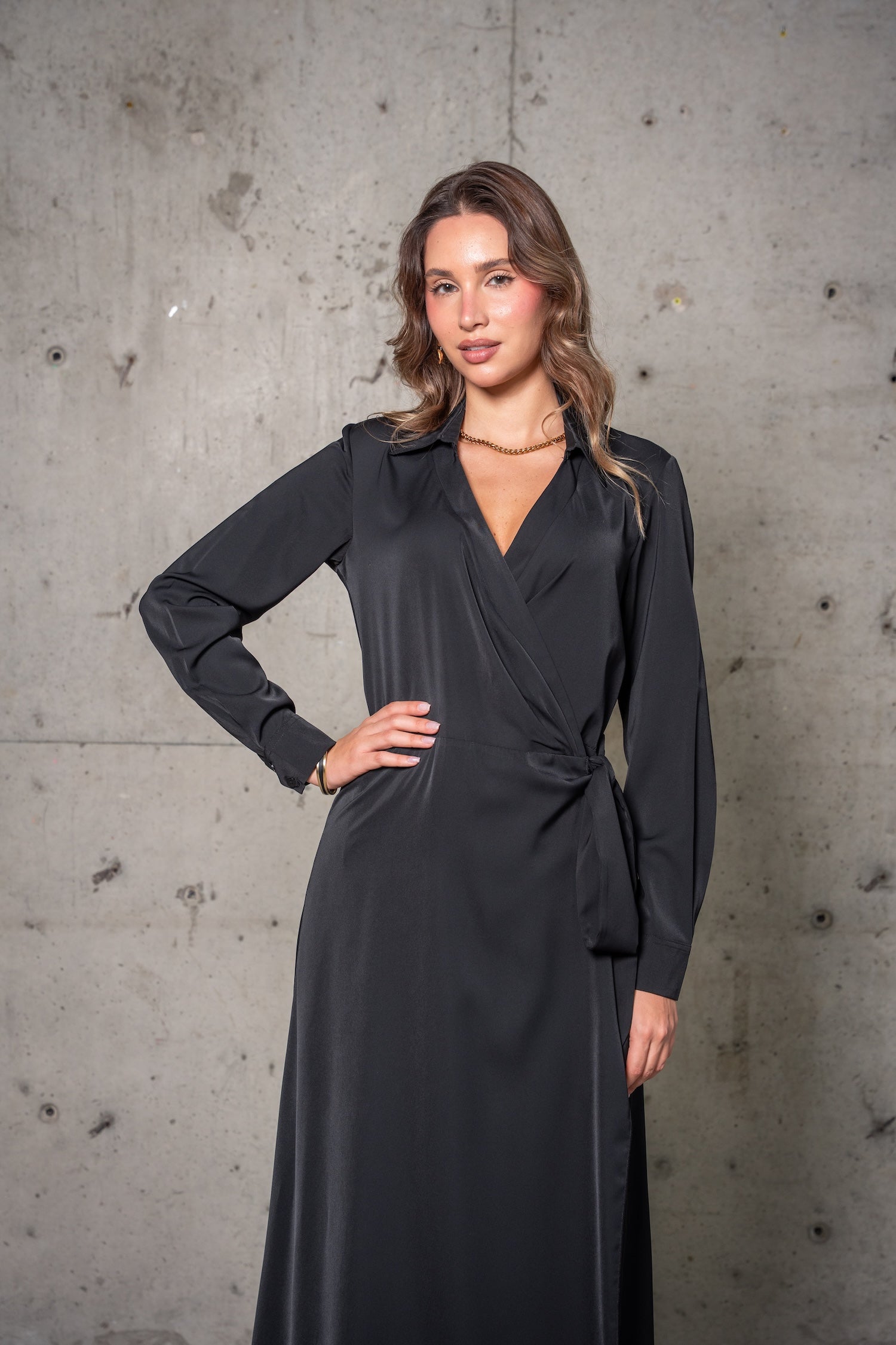 Solana Wrap Dress - Black