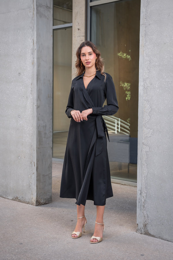 Solana Wrap Dress - Black