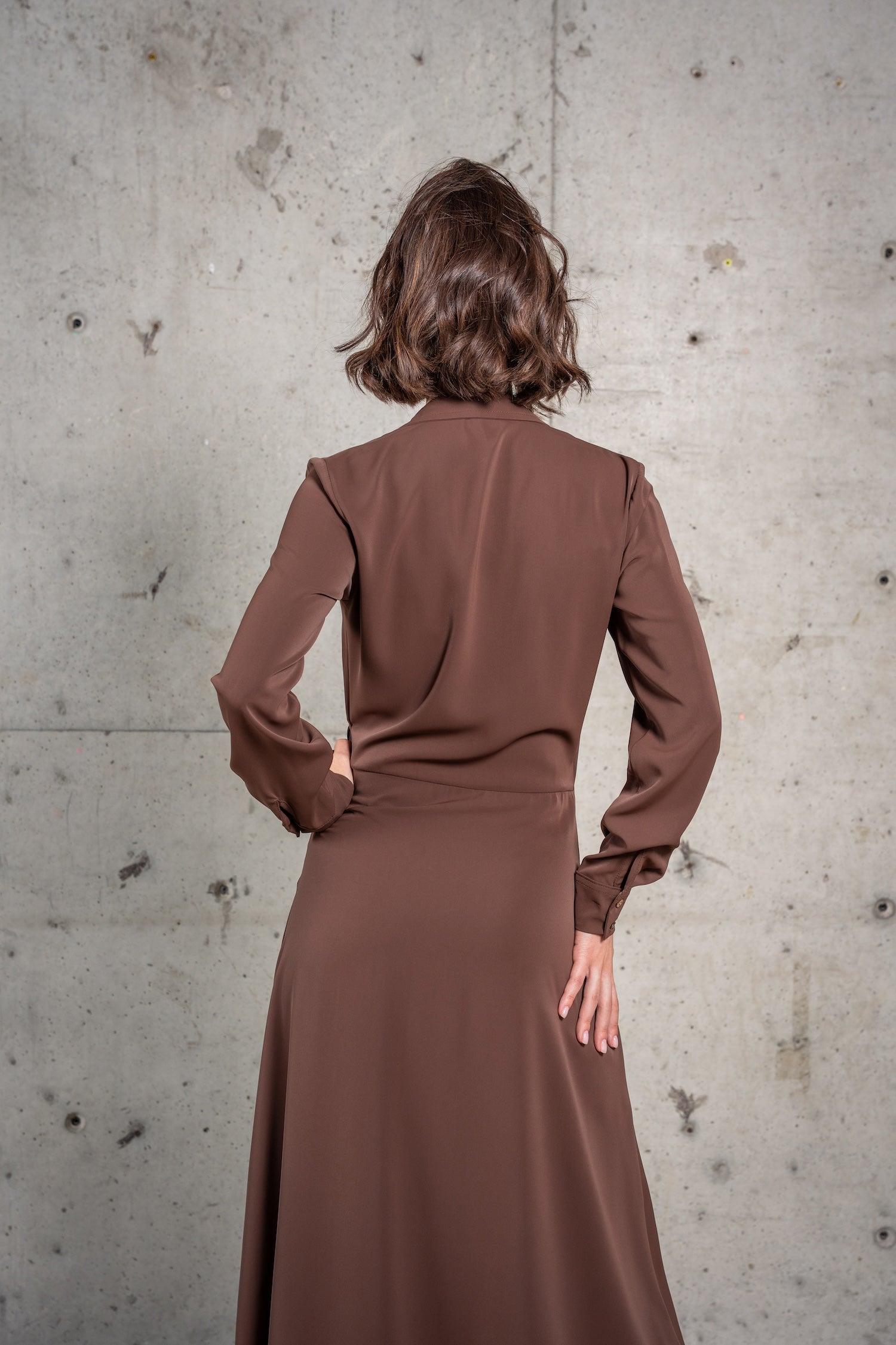 Solana Wrap Dress-Chocolate