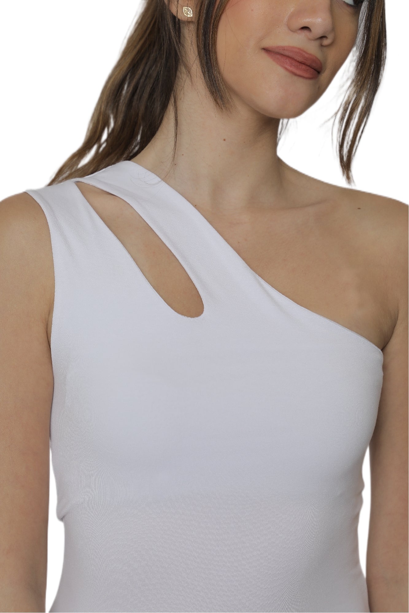 Asymmetric Bodysuit - White