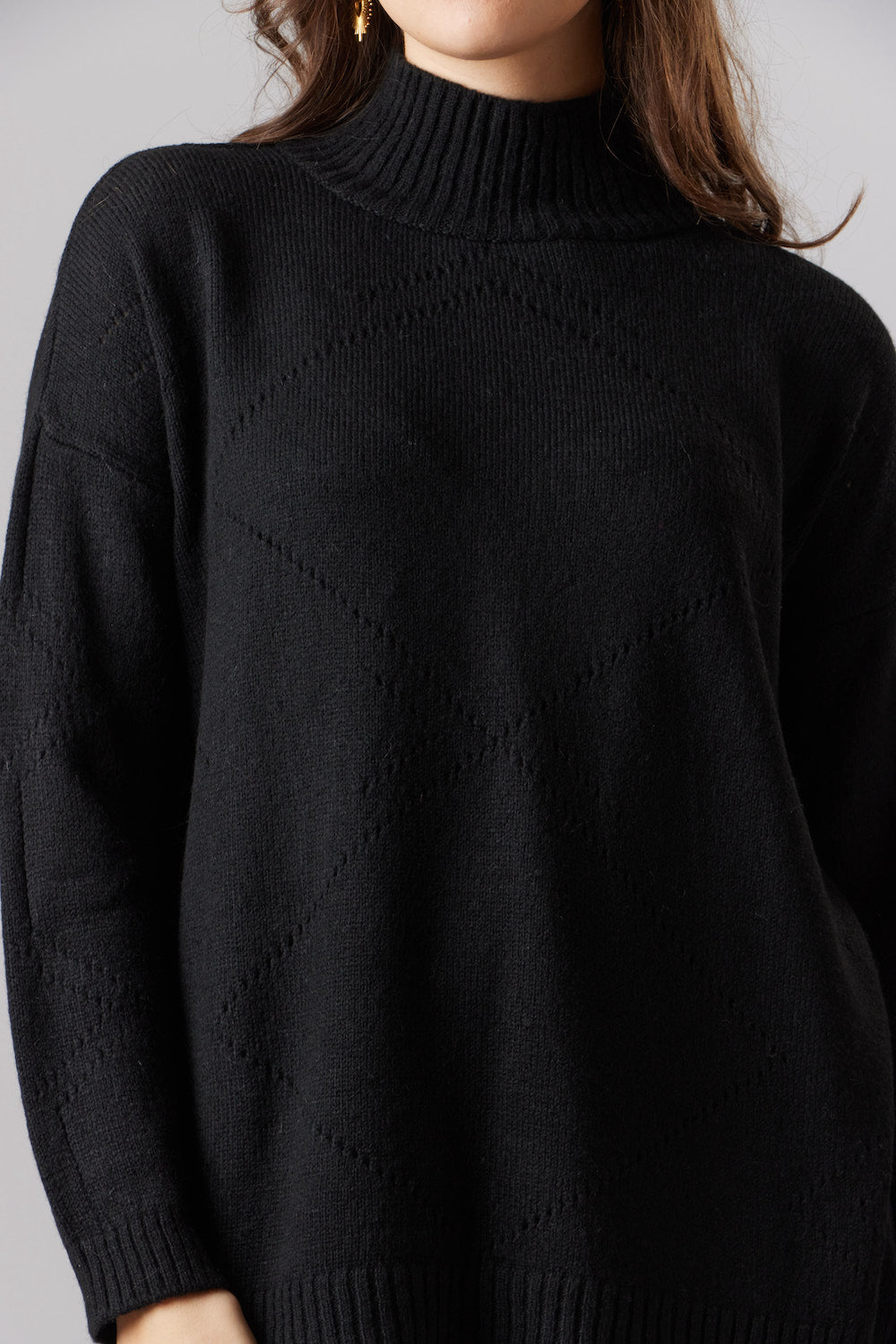 High-Neck Sweater - Black