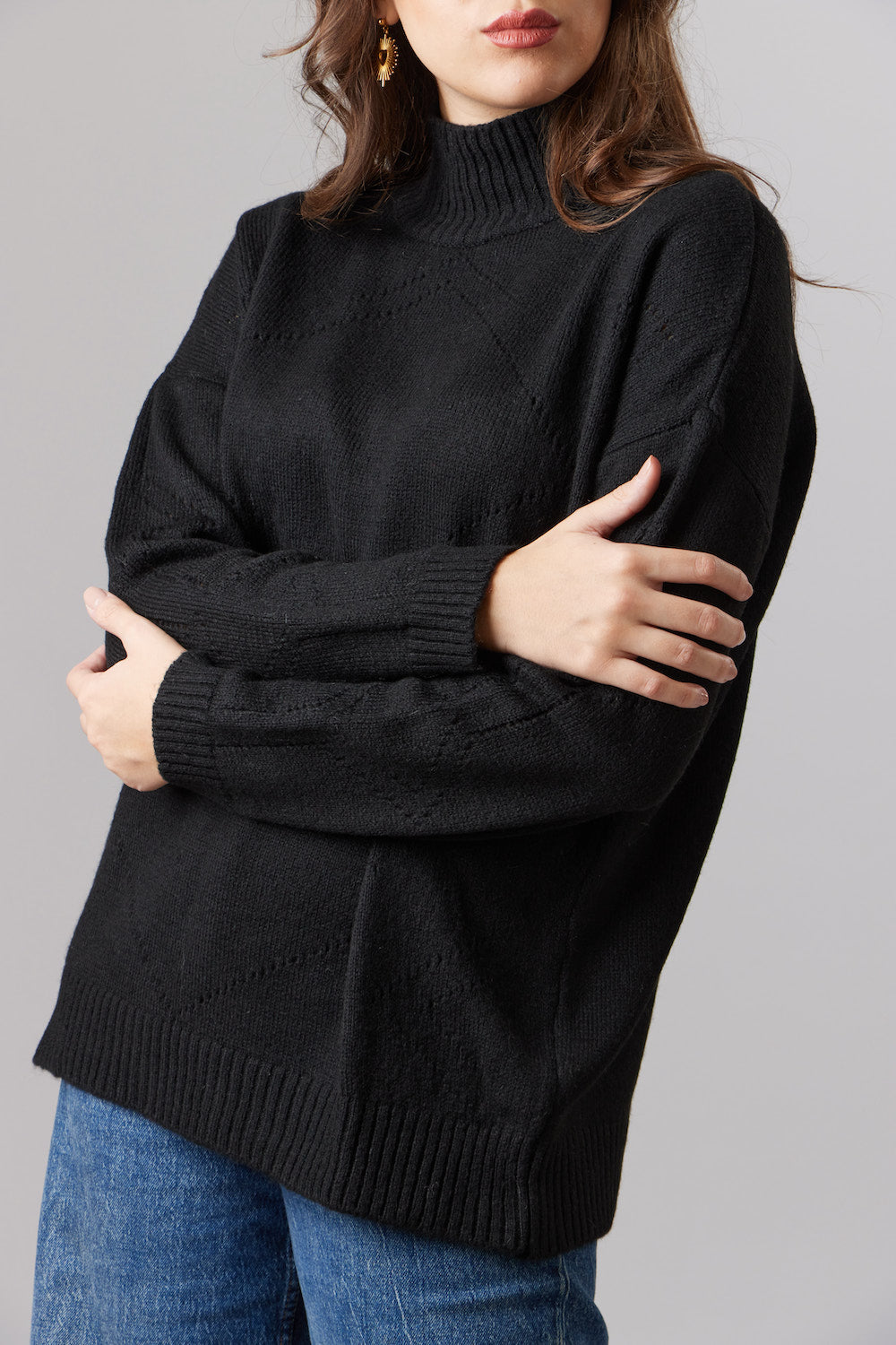 High-Neck Sweater - Black