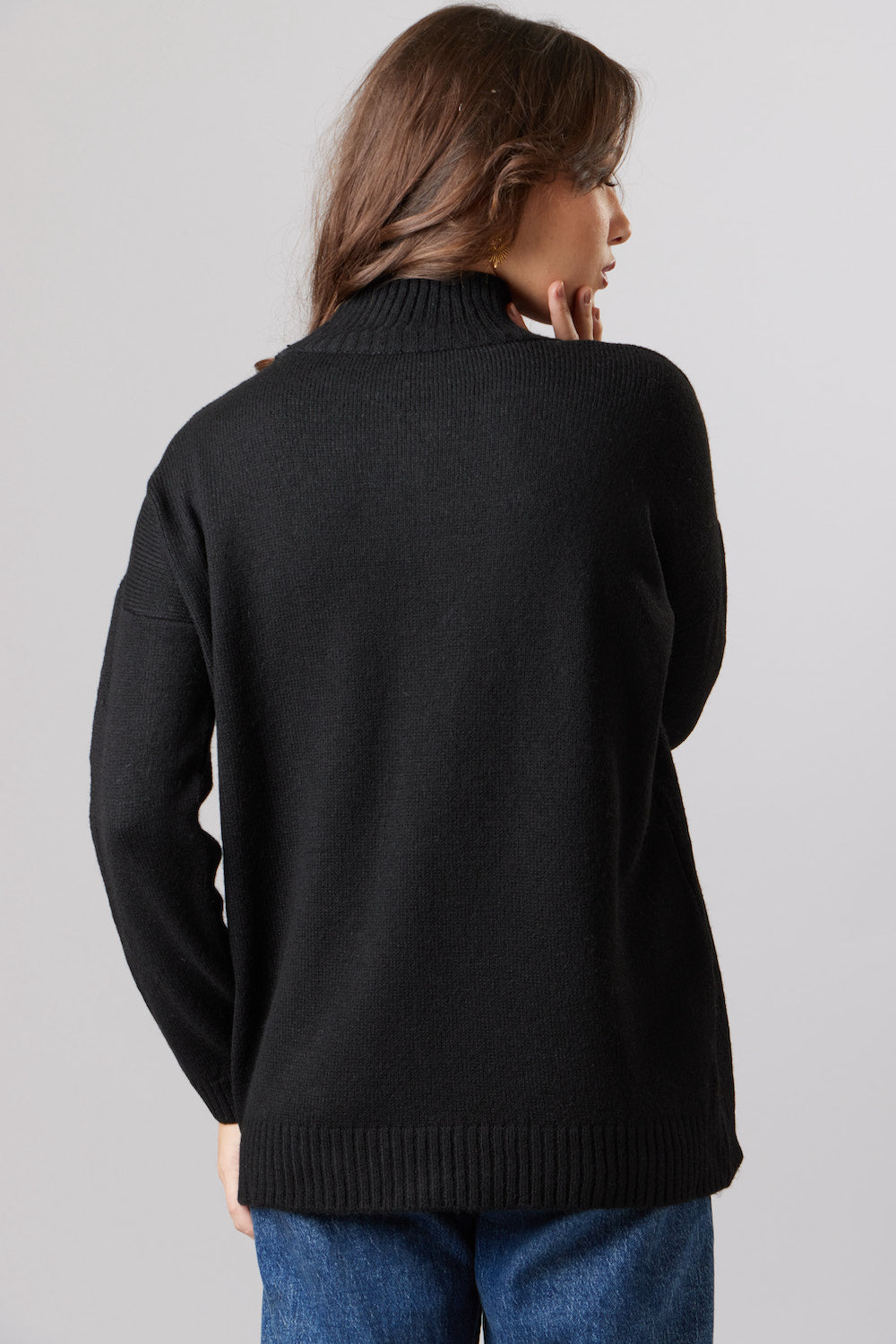 High-Neck Sweater - Black