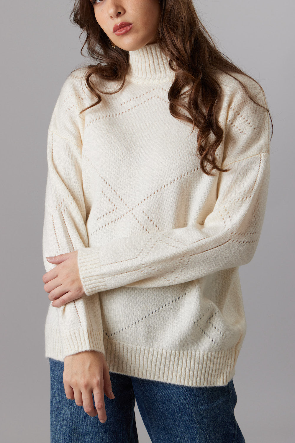 High-Neck Sweater - Off White