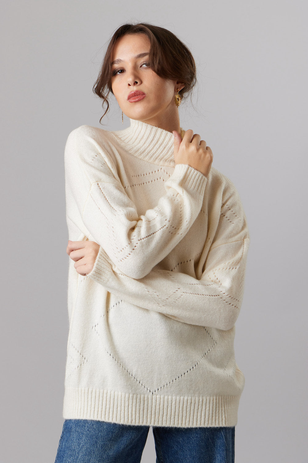 High-Neck Sweater - Off White