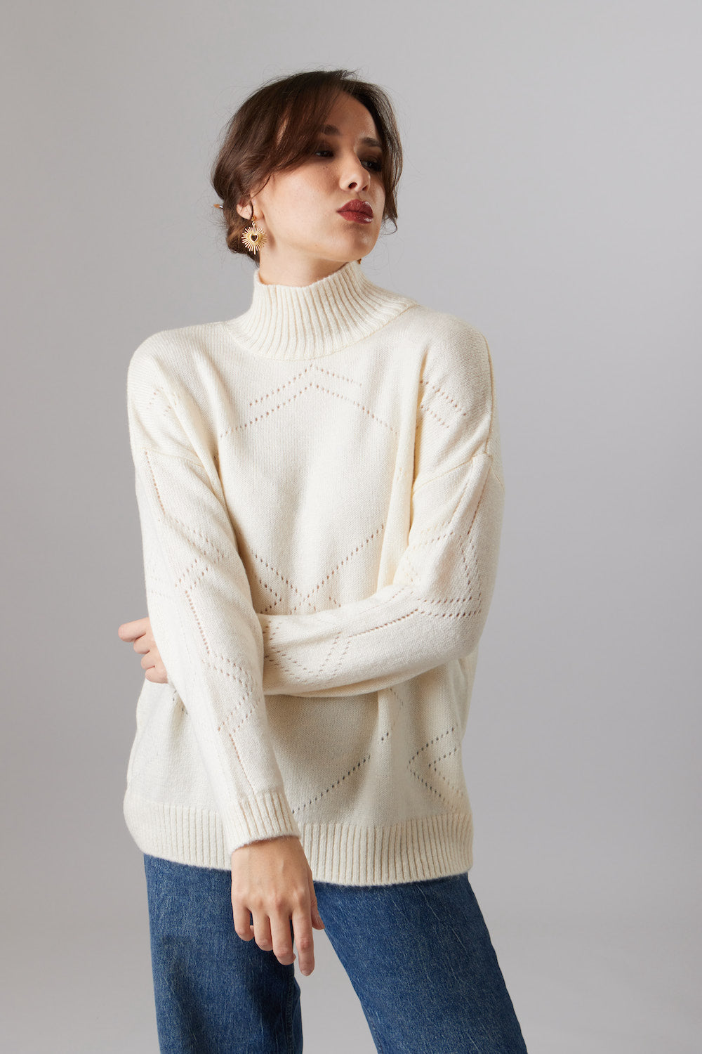 High-Neck Sweater - Off White