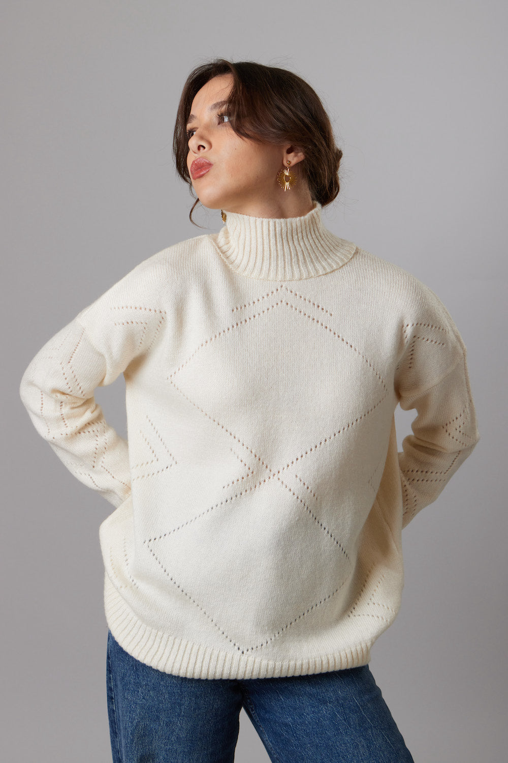 High-Neck Sweater - Off White