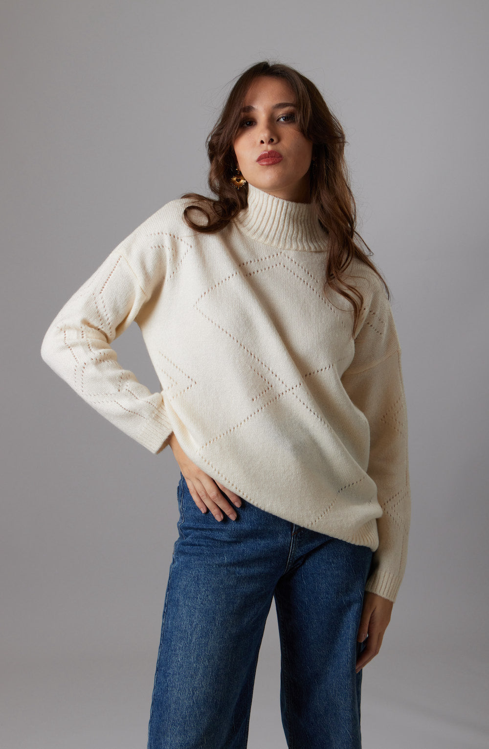 High-Neck Sweater - Off White