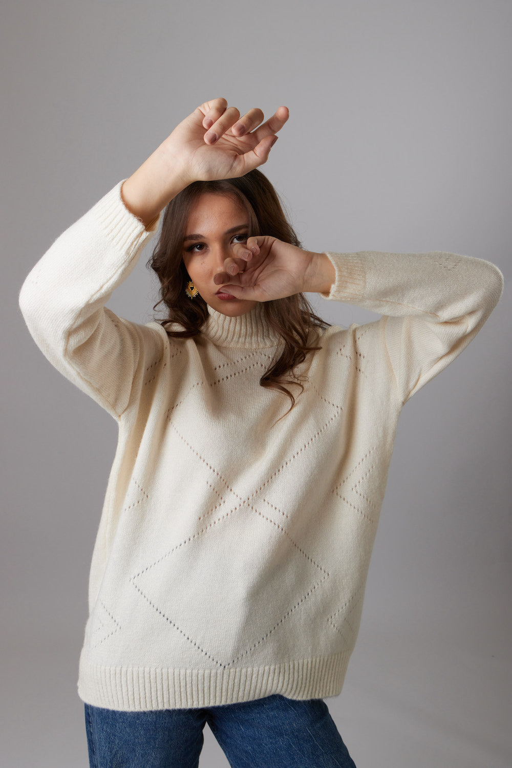 High-Neck Sweater - Off White