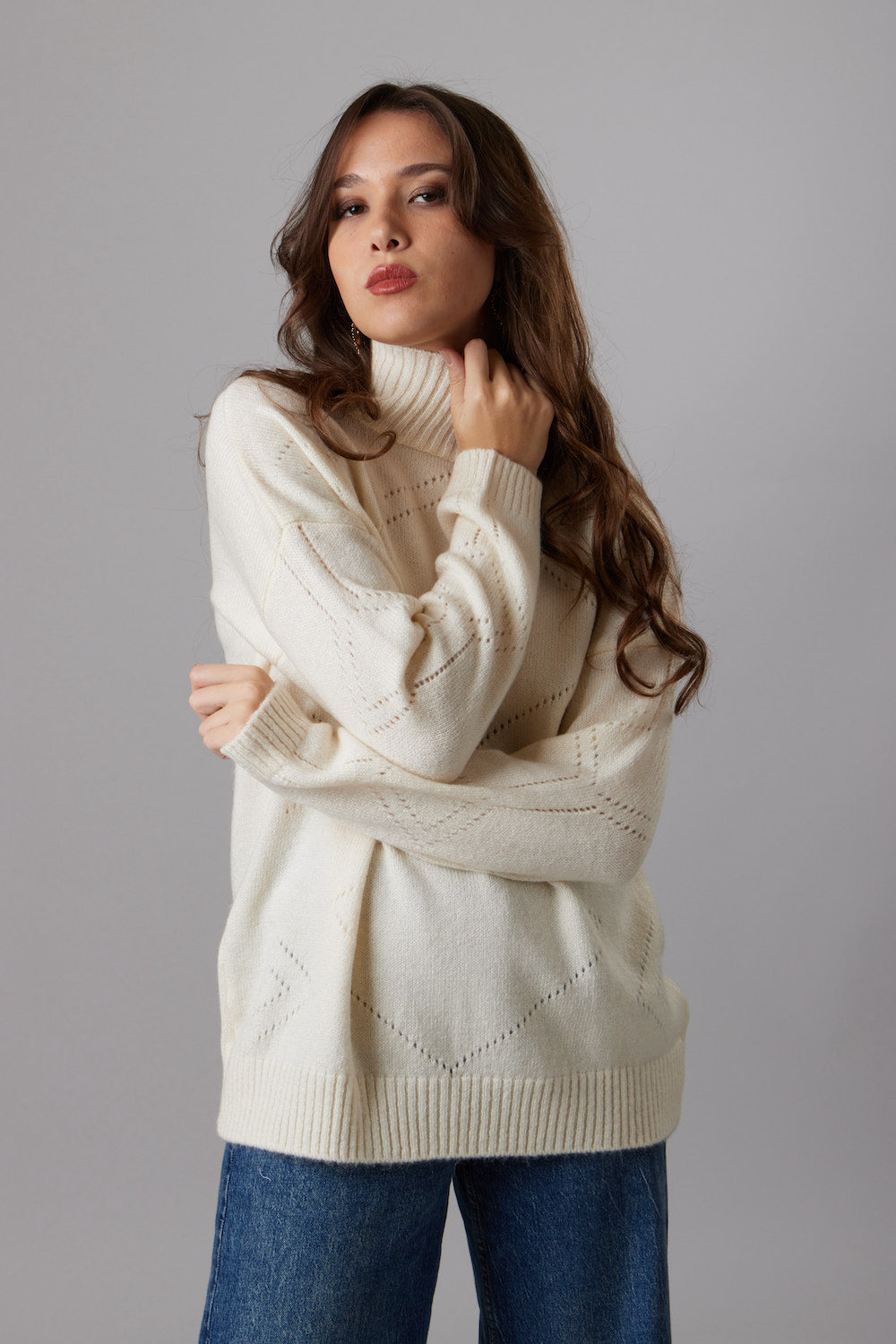 High-Neck Sweater - Off White