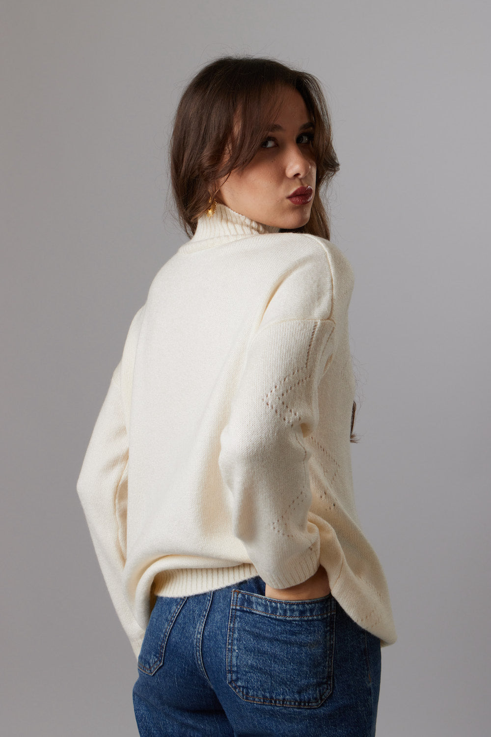 High-Neck Sweater - Off White