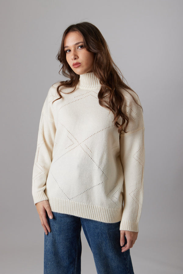 High-Neck Sweater - Off White