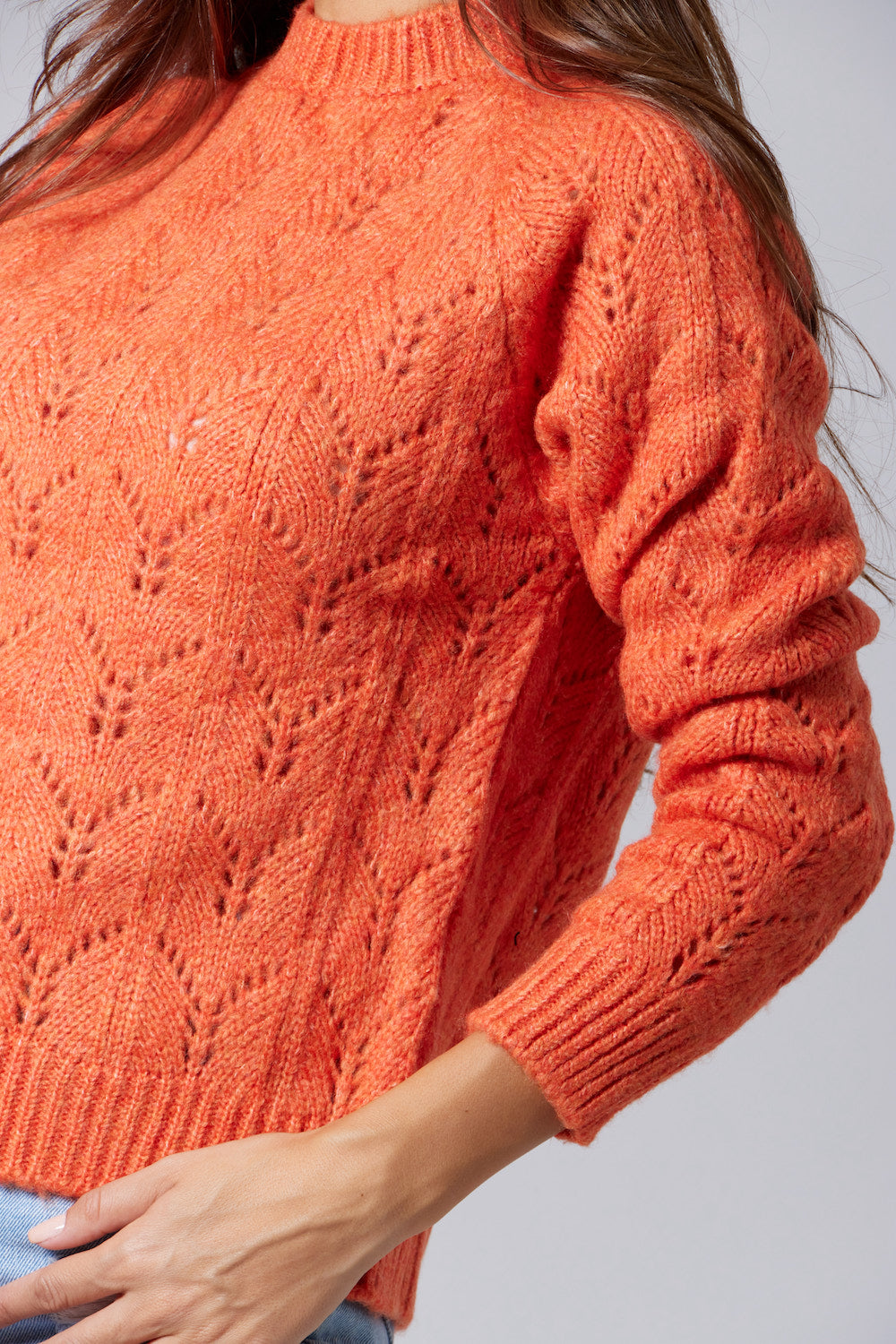 Cable-Knit Sweater - Orange