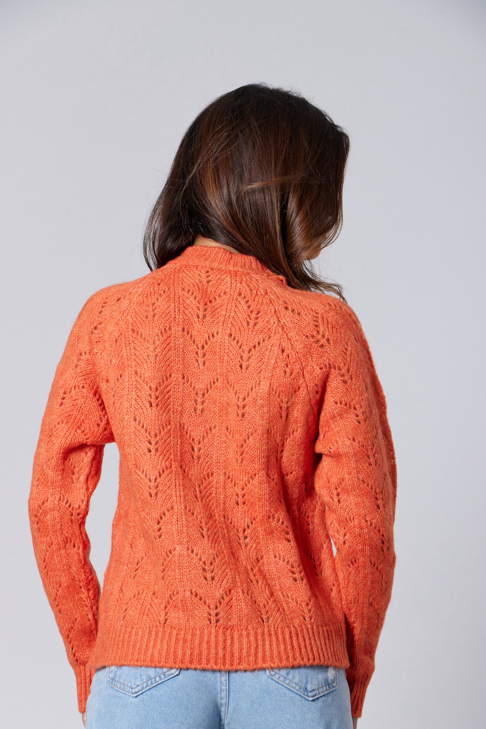 Cable-Knit Sweater - Orange