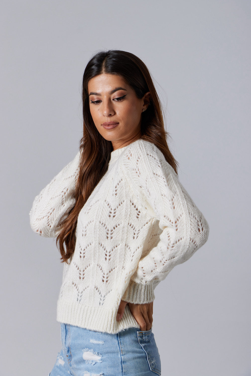 Cable-Knit Sweater - Off-White