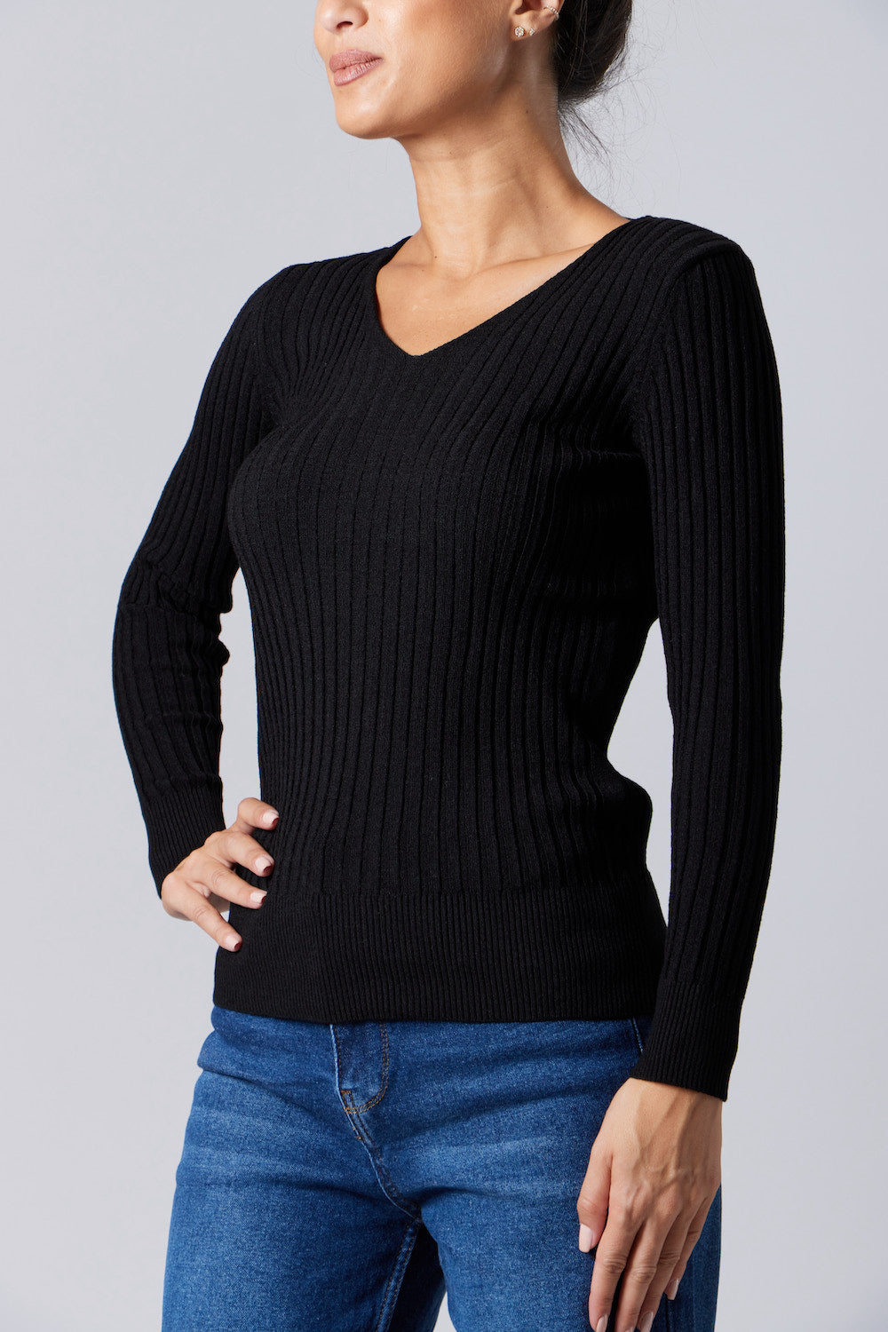 V-Neck Sweater - Black