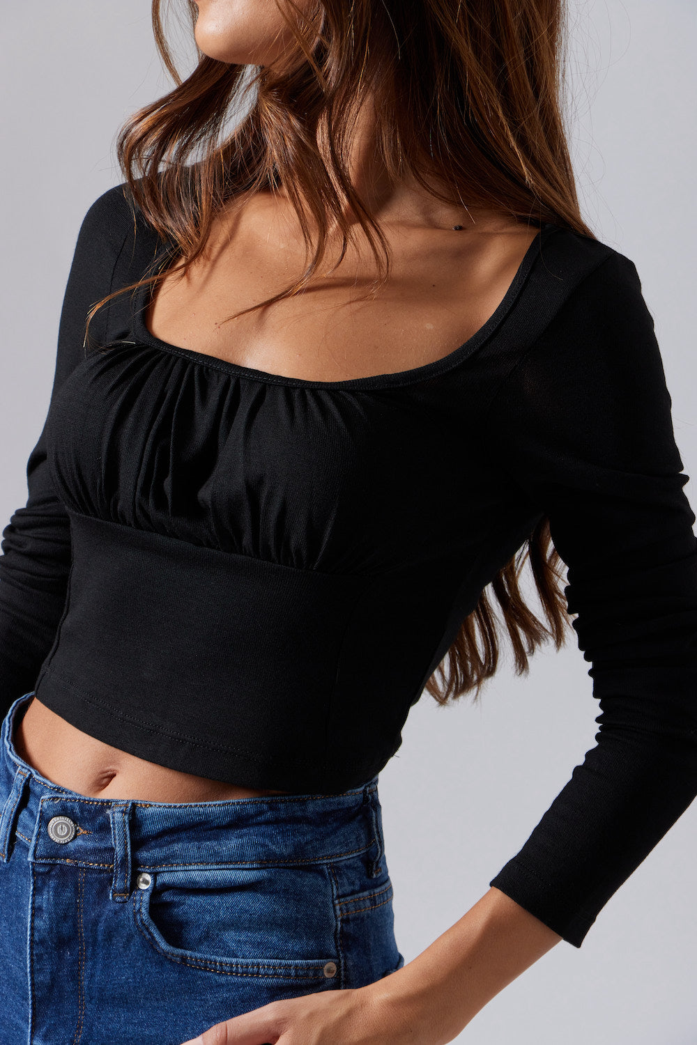 Drapped Crop Top - Black